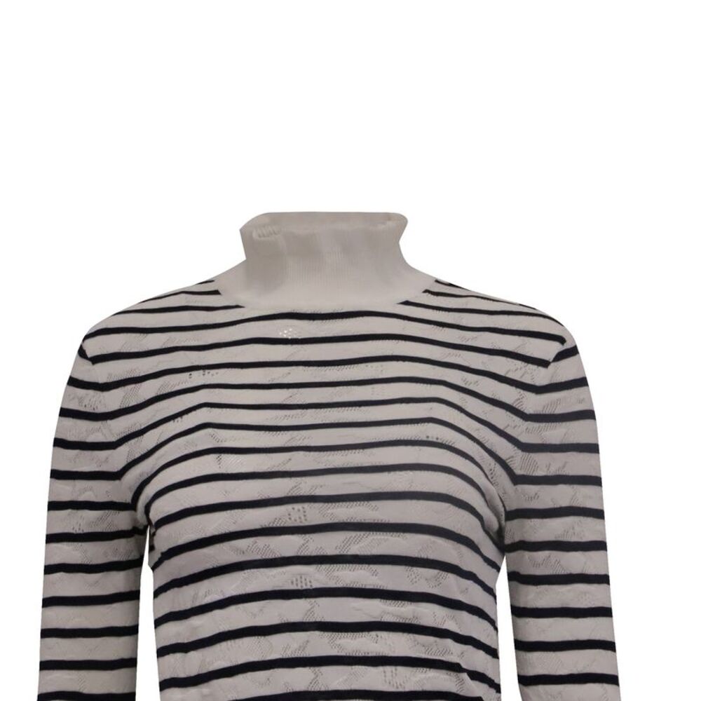Chloé Striped knitted Long Sleeve Top in White Cotton
